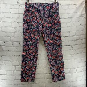 Pendleton Pants Floral Print Womens Sz 4 Petite Chino Cotton Blend Blue Pink